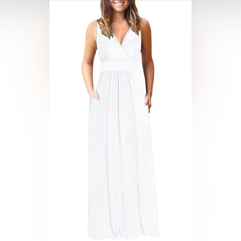 AUSELILY Woman’s Sleeveless Loose Maxi Dress Casual Long Dress with Pockets